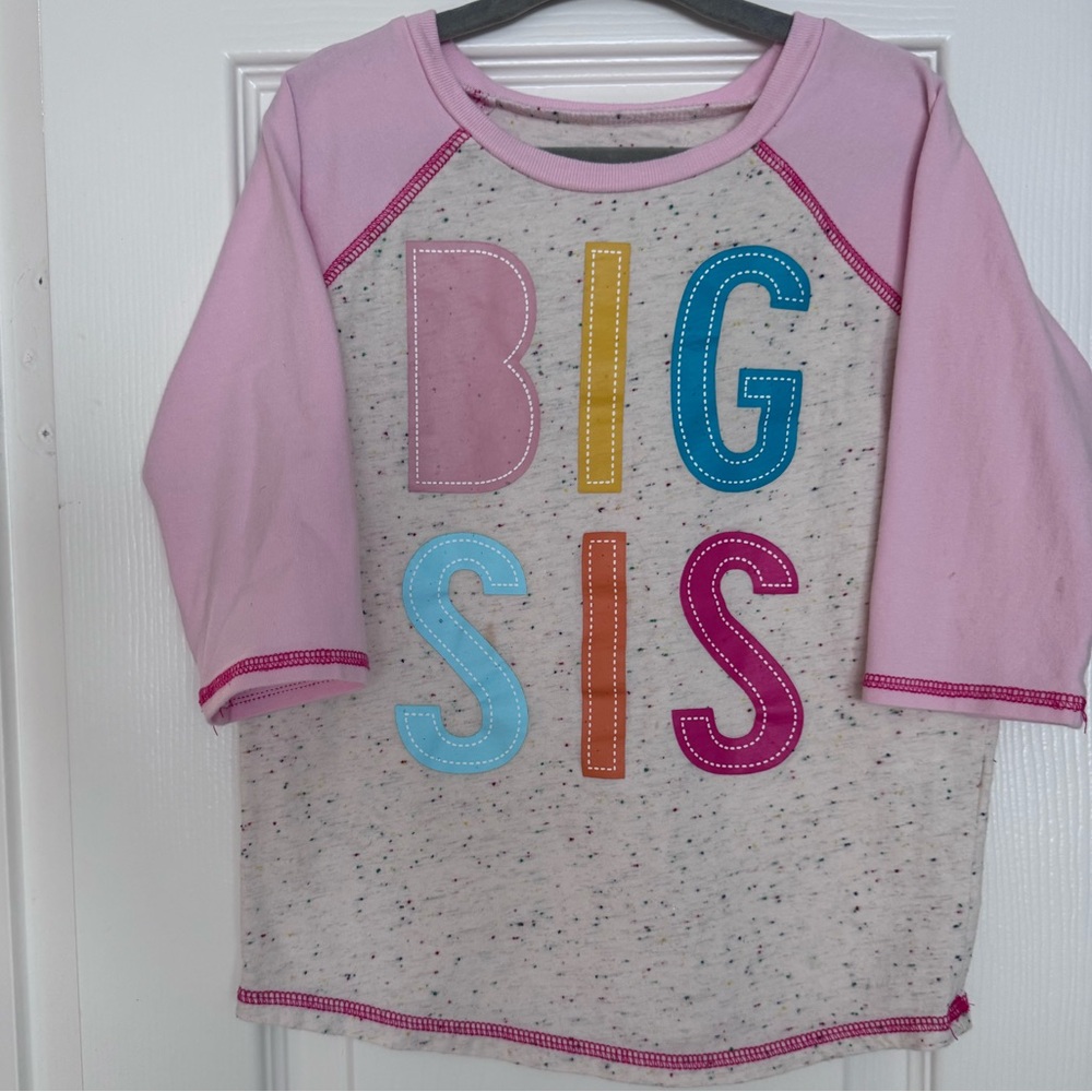 Mud Pie Cream Speckled Tee with Pink Trim